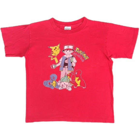 Vintage Pokemon Single Stitched Shirt Pikachu Ash Large Youth Nintendo BBS